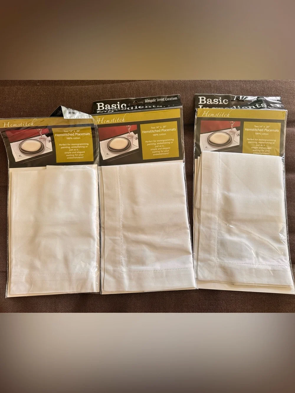 Wimpole Street Creation Hemstitched White Placemats Bundle 6 14”x20” NWT